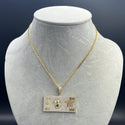 New Gold 14K Hollow Flat Cuban Chain with Pendant by G.O