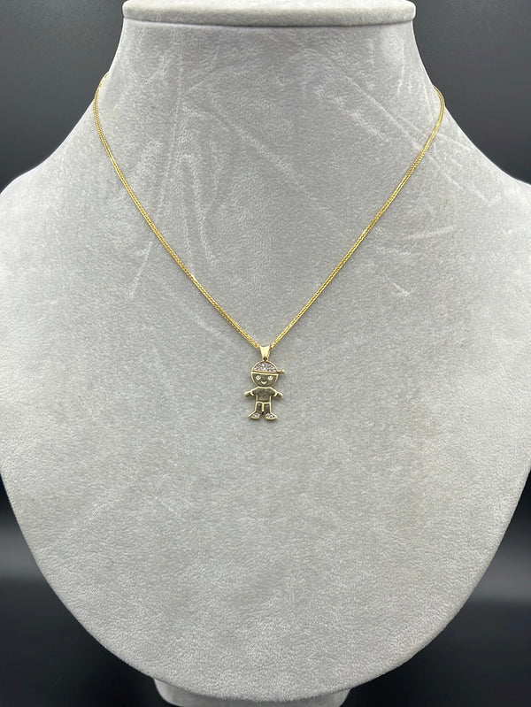 New Gold 14K Franco with boy pendant