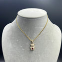 New Gold 14K Teddy Bear Pendant with Hollow Flat Cuban Chain by G.O