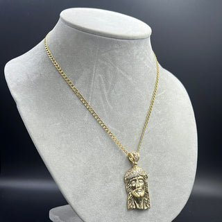 New Hollow Flat Cuban 14K  with Pendant