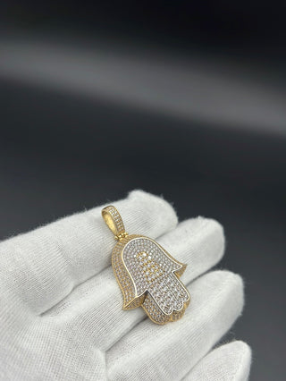 New Gold 14K Hamsa on Cz Pendant by GO™