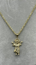 New Gold 14K Divino Niño Jesus Pendant with Hollow Rope Chain by G.O