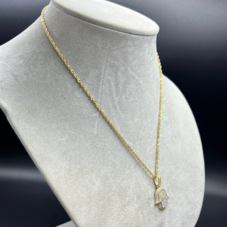 New Gold 14K Rope Chain With Hamsa Pendant