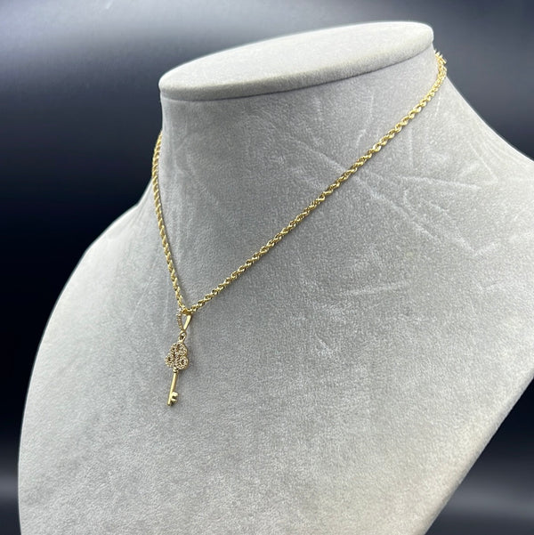 New Gold 14k Women Rope Chain with Key pendant  by GO™