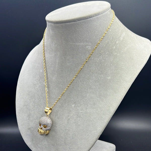 New Gold 14K Hollow Rope Chain with Pendant by G.O