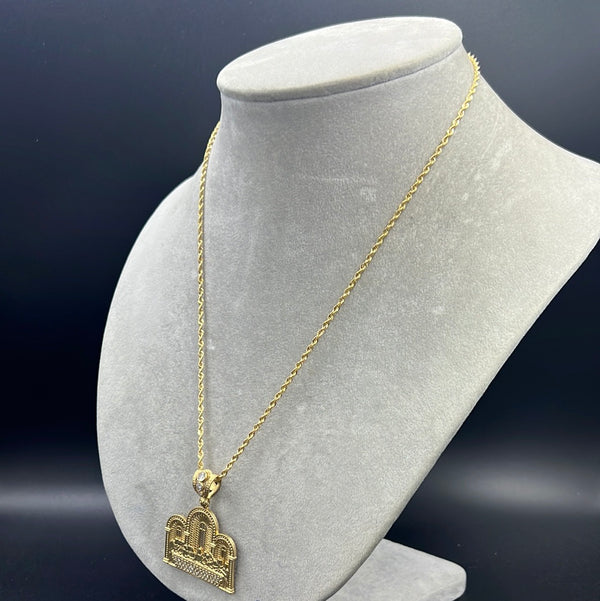 New Gold 14K Hollow Rope Chain with Pendant by G.O