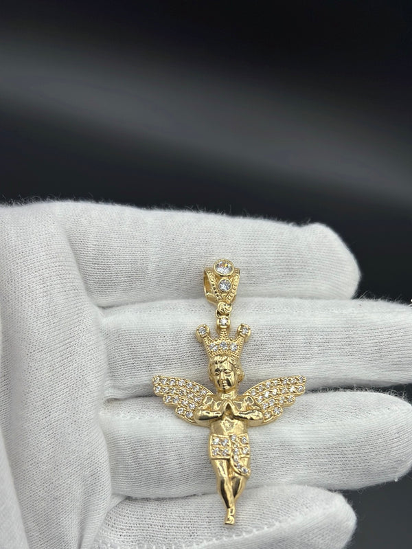 New Gold 14K Angel on Cz Stones Pendant by GO™