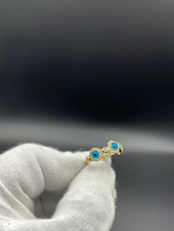 New Gold 14k Turkish Eye Ring on Cz Stones by GO™