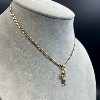 New Gold 14k Flat Cuban with Jesus pendant
