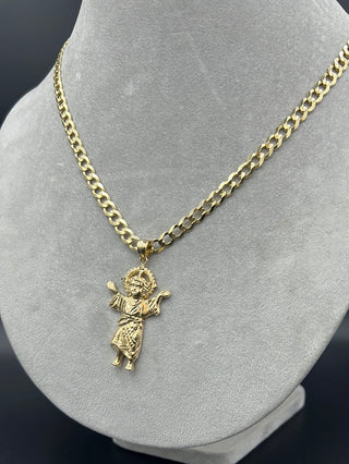 New Solid Flat Cuban Chain 14k With Jesus Pendant