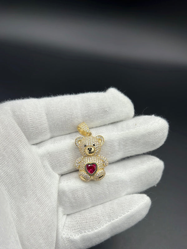 New Gold 14K Teddy Bear on Cz Pendant by GO™