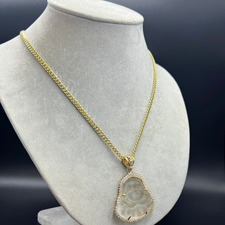 New Gold 14K  Hollow Miami Cuban  Chain with Buddha Pendant  by GO™