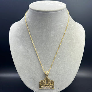 New Gold 14K Hollow Rope Chain with Pendant by G.O