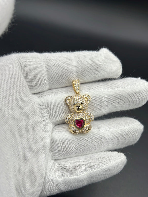 New Gold 14K Teddy Bear on Cz Pendant by GO™