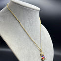 New Rope Hollow Chain with Teddy Bear Dominican Flag