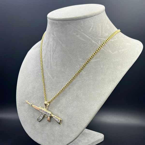 New Gold 14K Hollow Miami Cuban Chain With Pendant by GO™