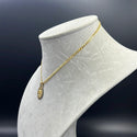 New Gold 14K Hollow Flat Cuban Chain with Pendant by G.O