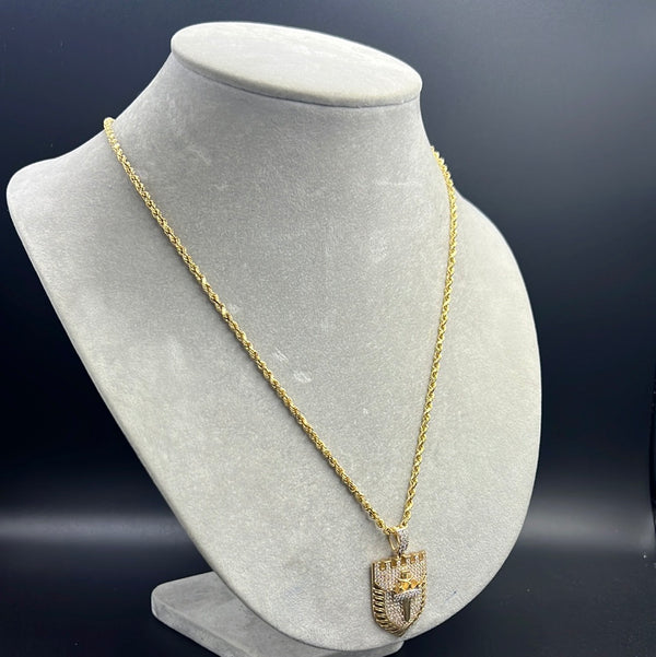 New Gold 14K Hollow Rope Chain with Pendant by G.O