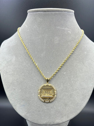 New Gold 14K Rope Chain With Last Supper Pendant