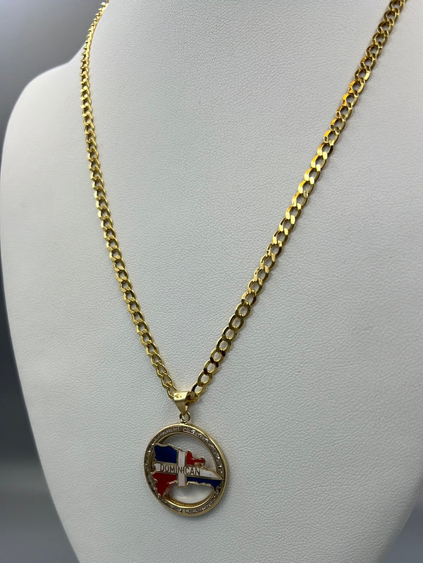 New Gold 14k Flat Cuban with DR pendant