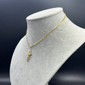 New Gold 14K Hollow Flat Cuban Chain with Pendant by G.O