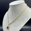 New Solid Rope Chain 14k With Stone Pendant