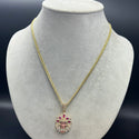 New Gold 14K  Hollow Miami Cuban  Chain with Indian Head Pendant  by GO™